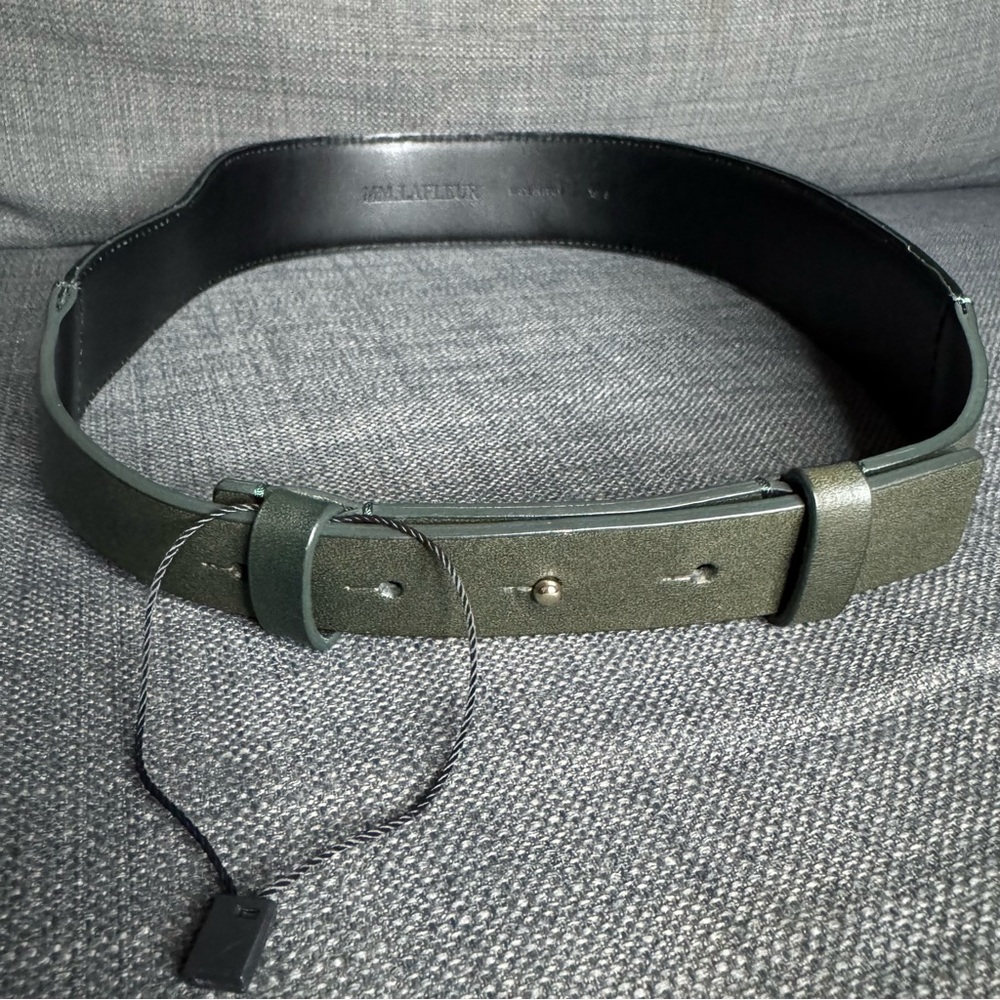 M.M Lafleur Green Leather Satin Belt